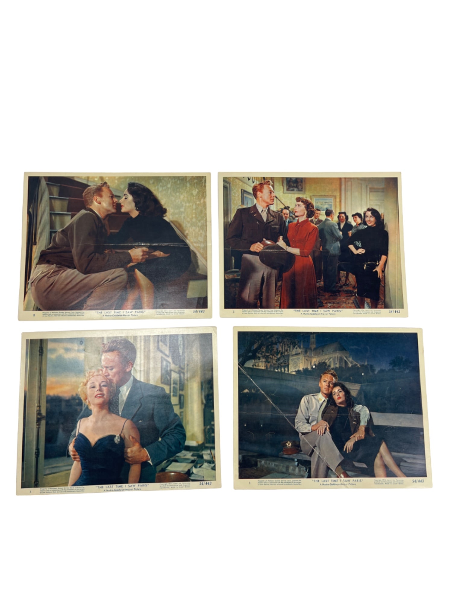 Vintage Original "The Last Time I Saw Paris" 1954 Movie Film Lobby Card Collection Lot (1 of 4)