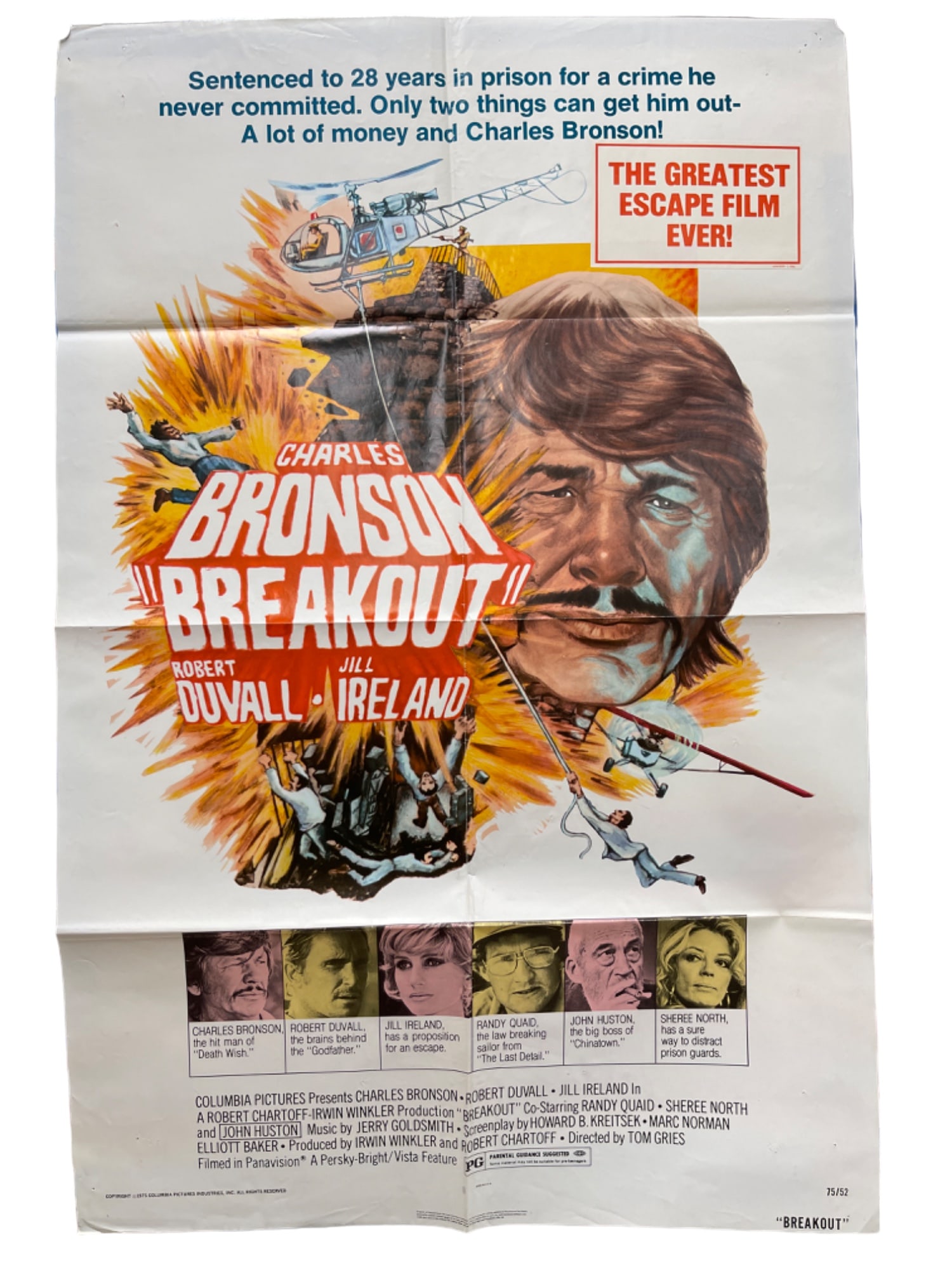 Vintage Original 1975 "Breakout" Movie Film Litho Poster (1 of 10)