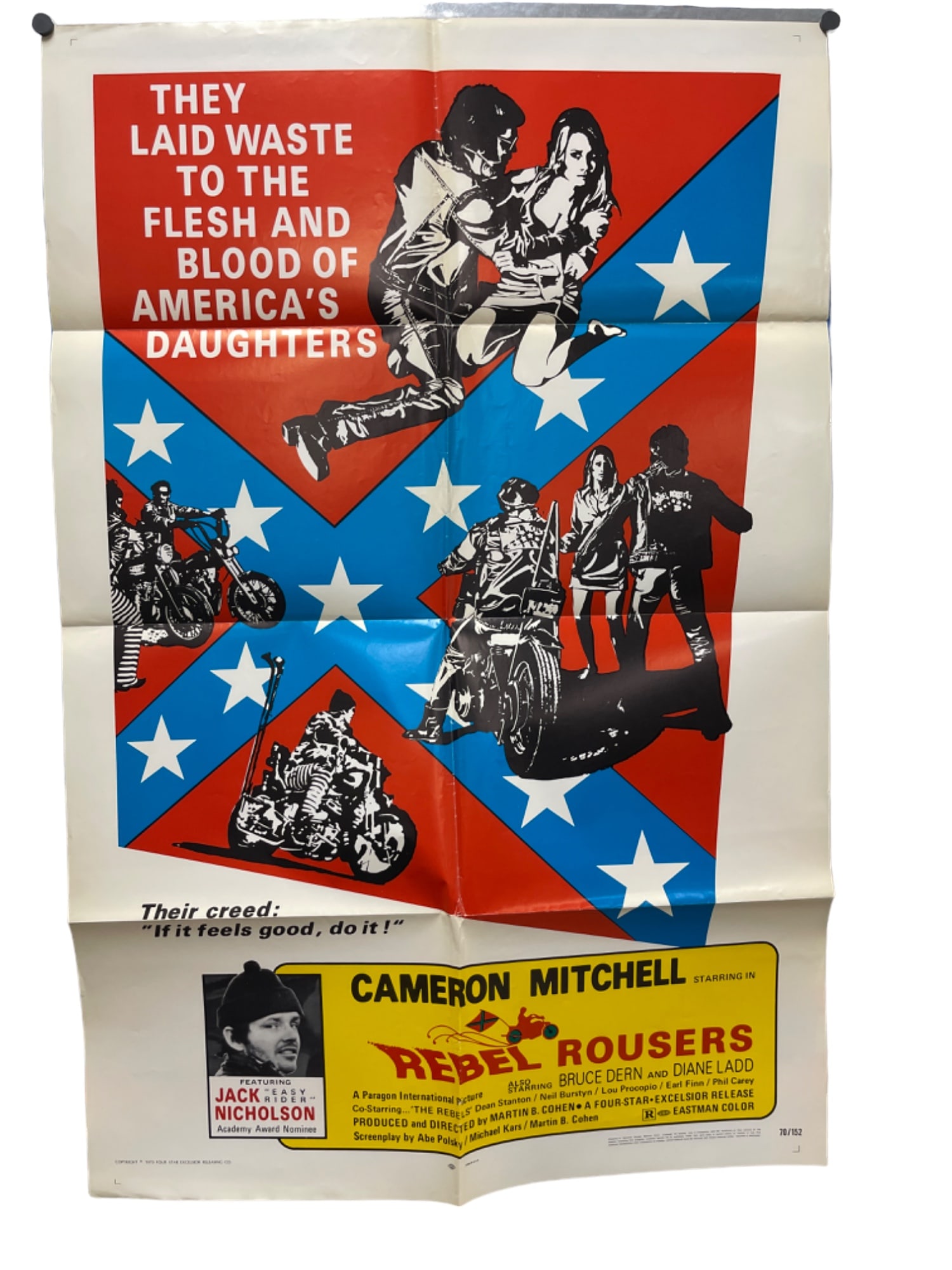 Vintage Original 1970 "Rebel Rousers' Movie Film Poster: Vintage Original 1970 "Rebel Rousers' Movie Film Poster. 27" x 41"