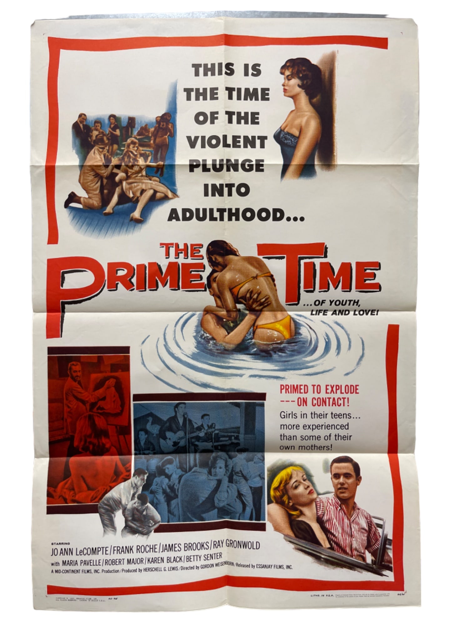 Vintage Original 1960 "The Prime Time" Movie Film Poster (1 of 12)