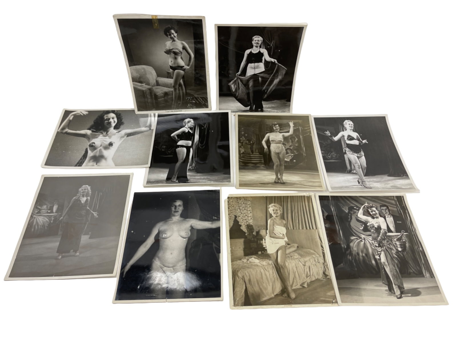 Vintage 1950's Original Burlesque Nude Pin up Model Risque Photo 8x10 Black & White Photographs: Vintage 1950's Original Burlesque Nude Pin up Model Risque Photo 8x10 Black & White Photographs. Lot of 10.
