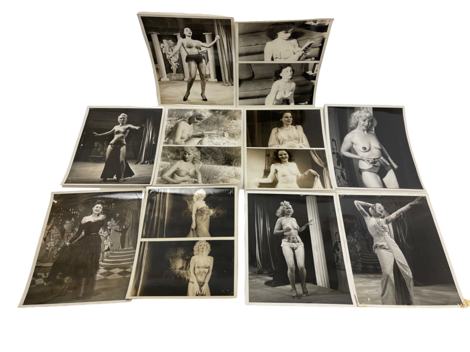 Vintage 1950's Original Burlesque Nude Pin up Model Risque Photo 8x10 Black & White Photographs: Vintage 1950's Original Burlesque Nude Pin up Model Risque Photo 8x10 Black & White Photographs. Lot of 10.