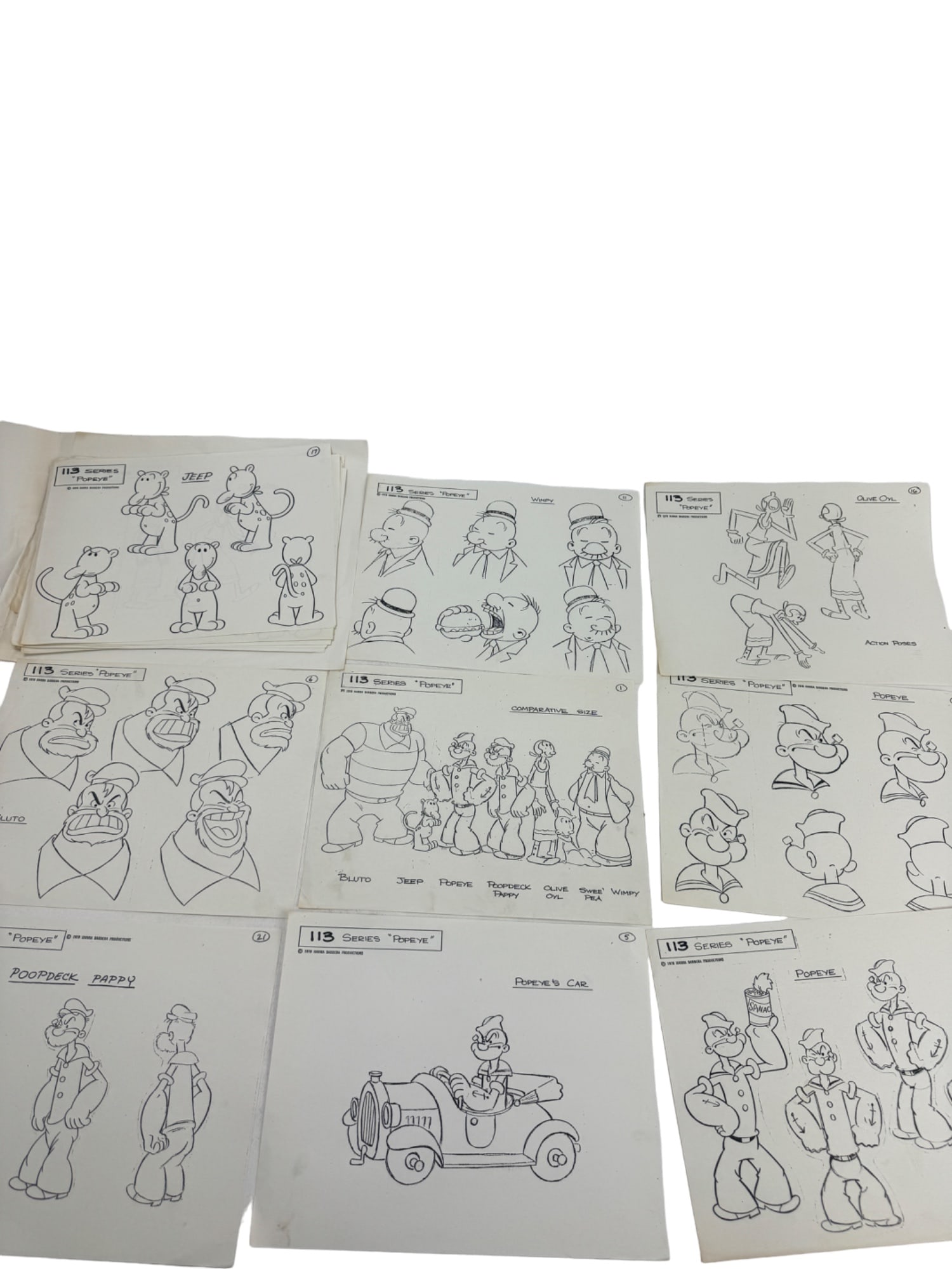 VINTAGE PRODUCTION ANIMATION STORYBOARD Popeye PRINT  HANNA BARNERA 1978 LOT 29 (1 of 10)