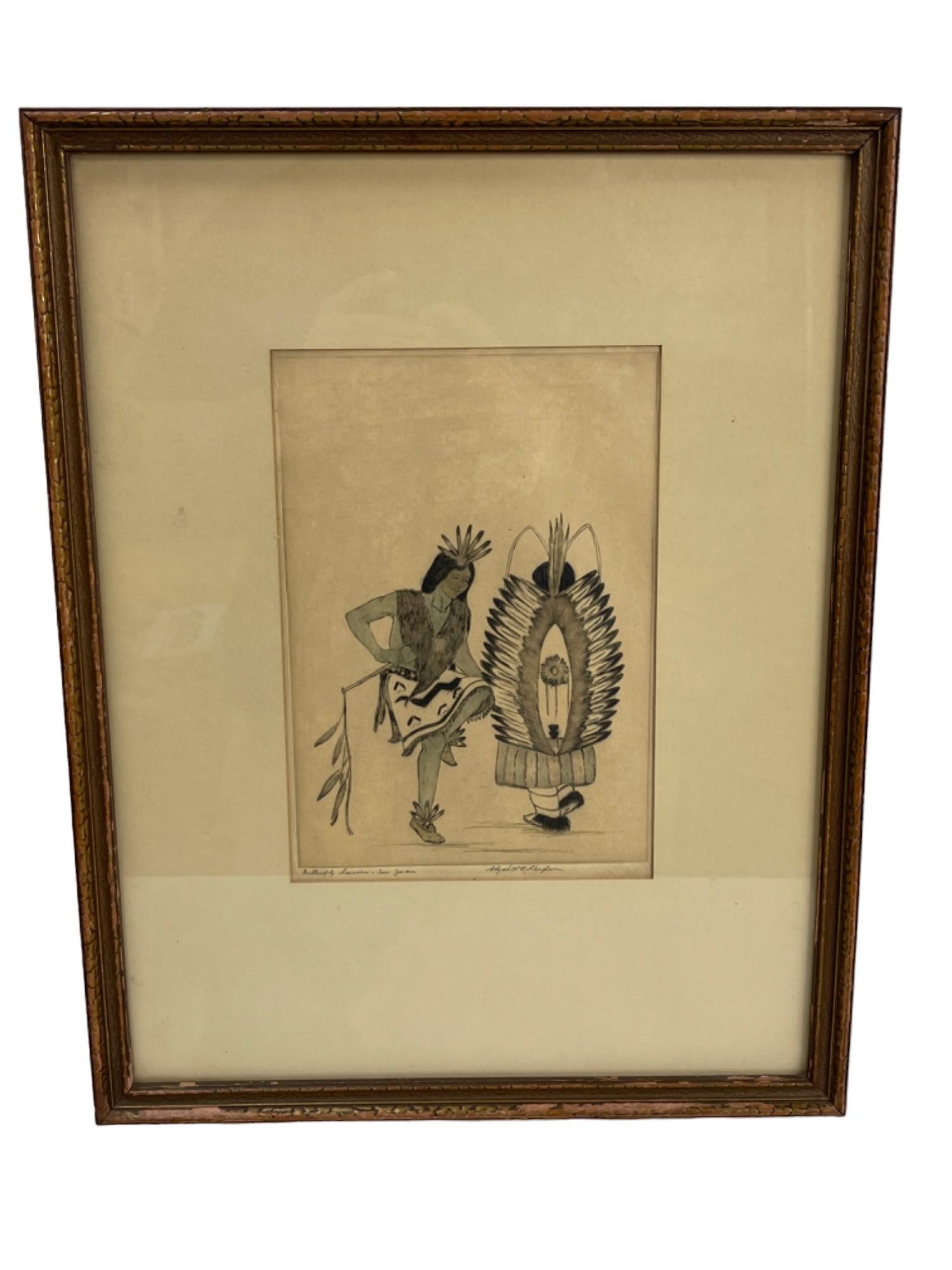 Vintage painting on paper Native American Apachi by Elizabeth E. Keefer Boatright 1930s (1 of 8)