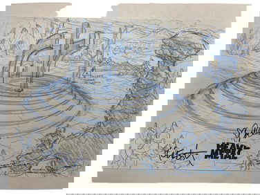 HEAVY METAL 1981 MOVIE ANIMATION PRODUCTION STORYBOARD ART SIGNED