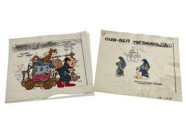 The Smurfs Original Animation Production Cel Cartoon Hanna-Barbera 1980's Vintage lot