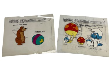 The Smurfs Original Animation Production Cel Cartoon Hanna-Barbera 1980's Vintage lot