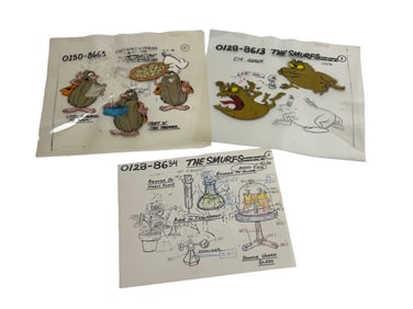 The Smurfs Original Animation Production Cel Cartoon Hanna-Barbera 1980's Vintage lot