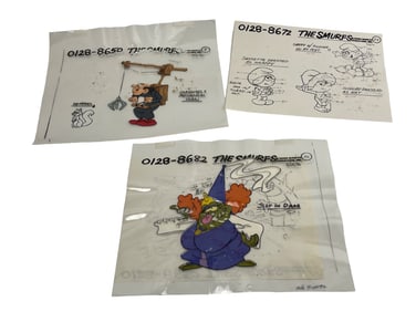 The Smurfs Original Animation Production Cel Cartoon Hanna-Barbera 1980's Vintage lot