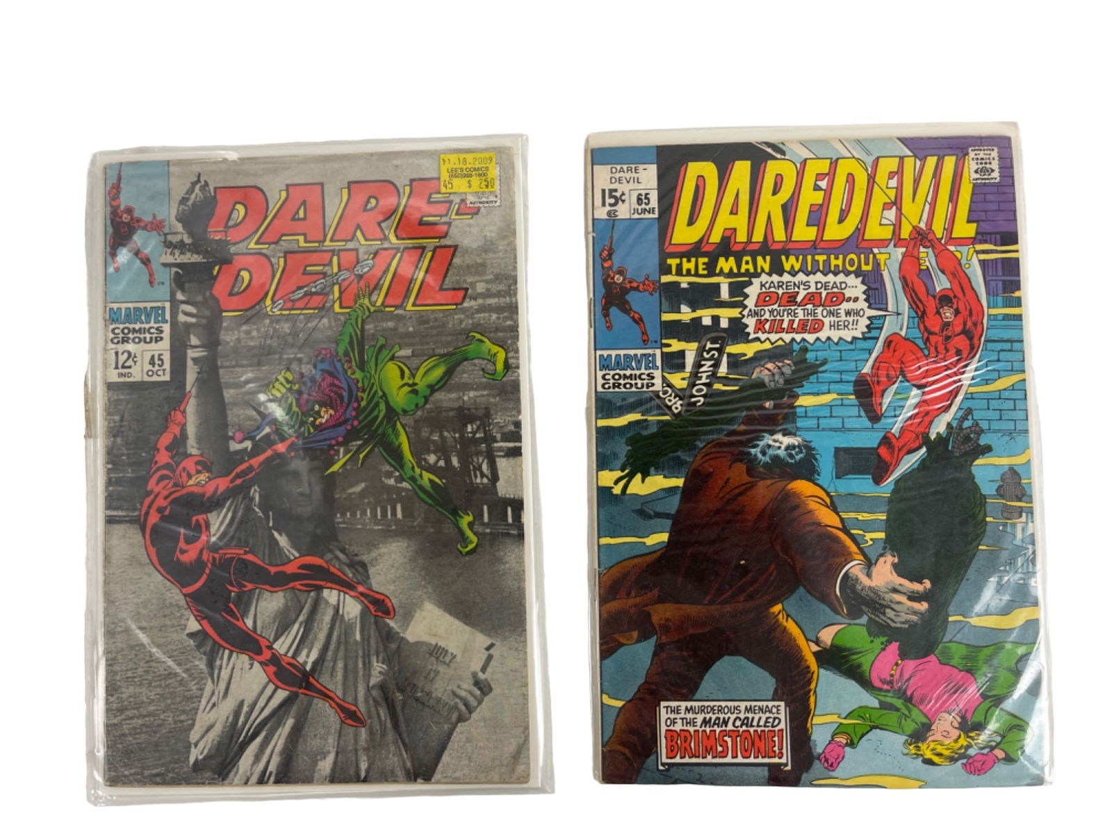 Daredevil #45 & #65 Vintage Marvel Comic Books (1 of 2)
