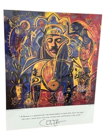 Carlos Santana Signed Shaman Poster Print by Rudy Gutierrez