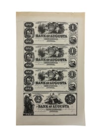 Uncut Sheet of Augusta The Bank of Augusta