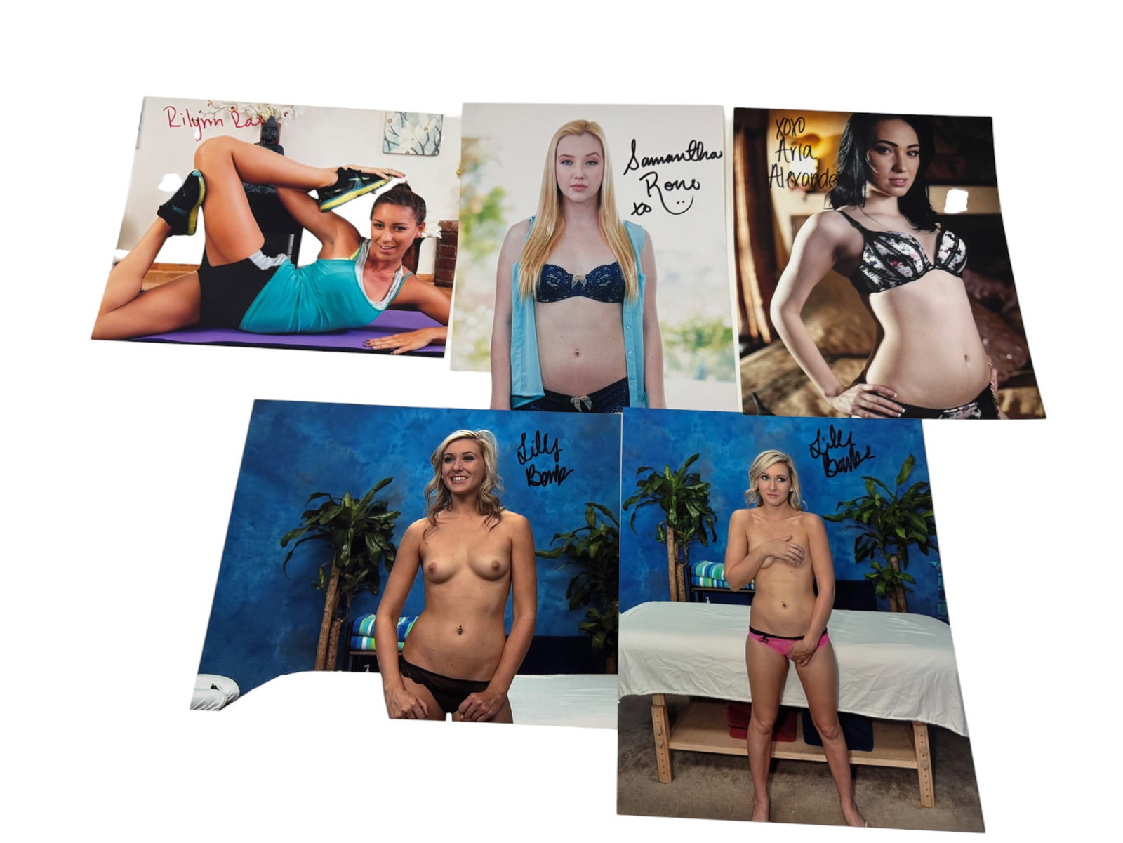 ADULT FILM STAR PHOTO SIGNED WITH COA LOT 5: ADULT FILM STAR PHOTO SIGNED WITH COA LOT 5 RILYNN RAE, SAMANTHA, RONE, ARIA ALEXANDER, LILLY BANKS,