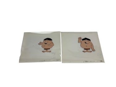 ORIGINAL PRODUCTION CEL WITH DRAWING CAVEMAN CARTOON HAND PAINTED lot 3