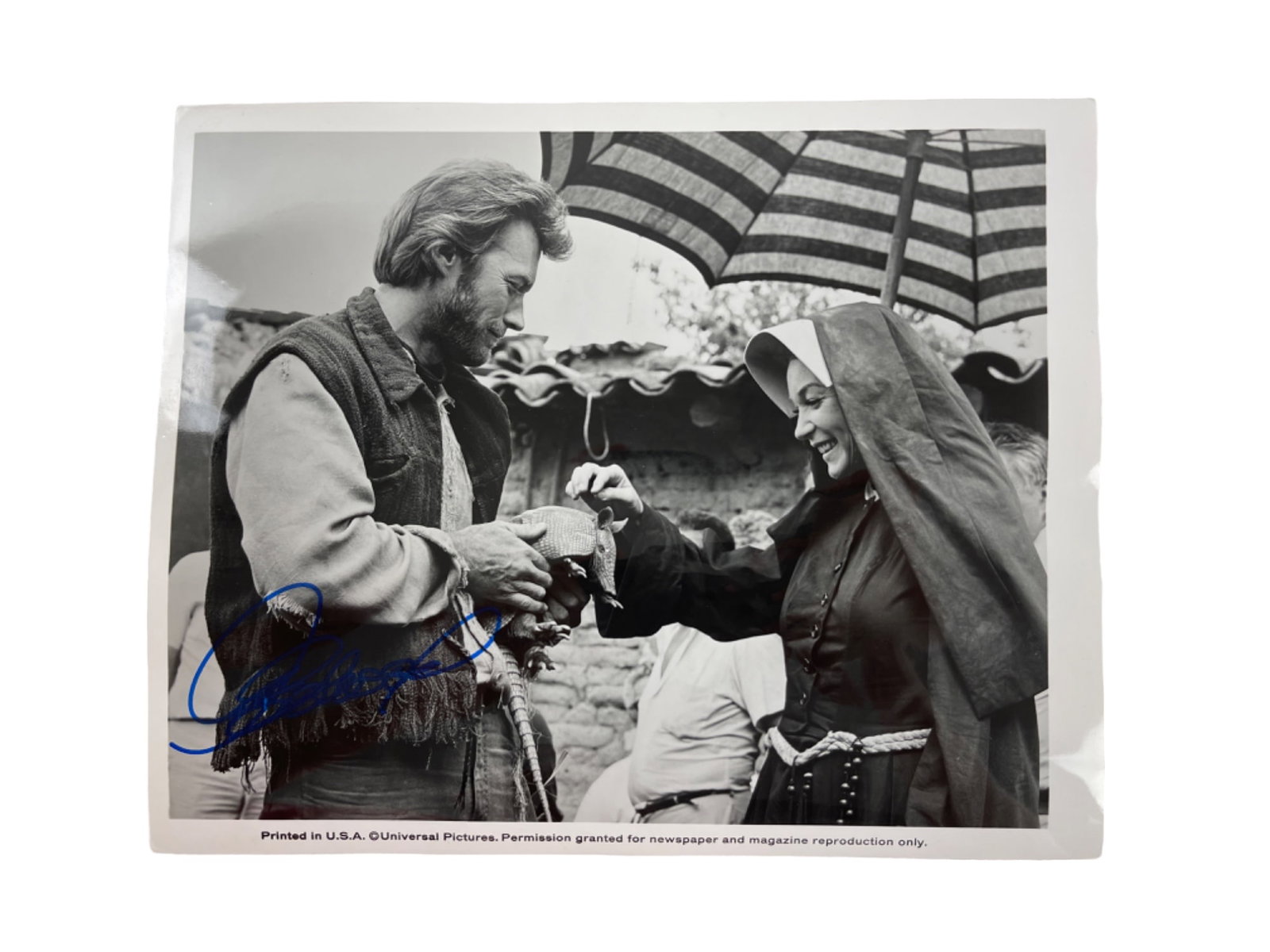 Clint Eastwood Hollywood Legend Signed B&W Photograph on the Set of Two Mules for Sister Sara (1 of 4)