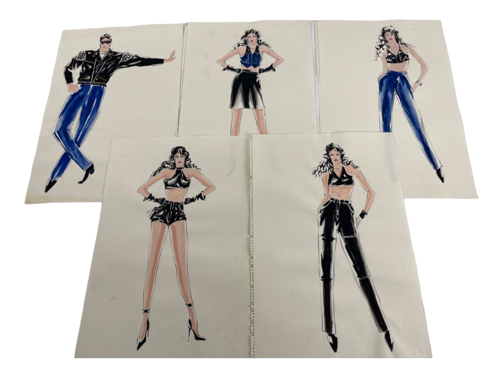 Harley Davidson Vintage Leather Clothing Costume Design Original Sketch Drawing Art Lot (1 of 6)