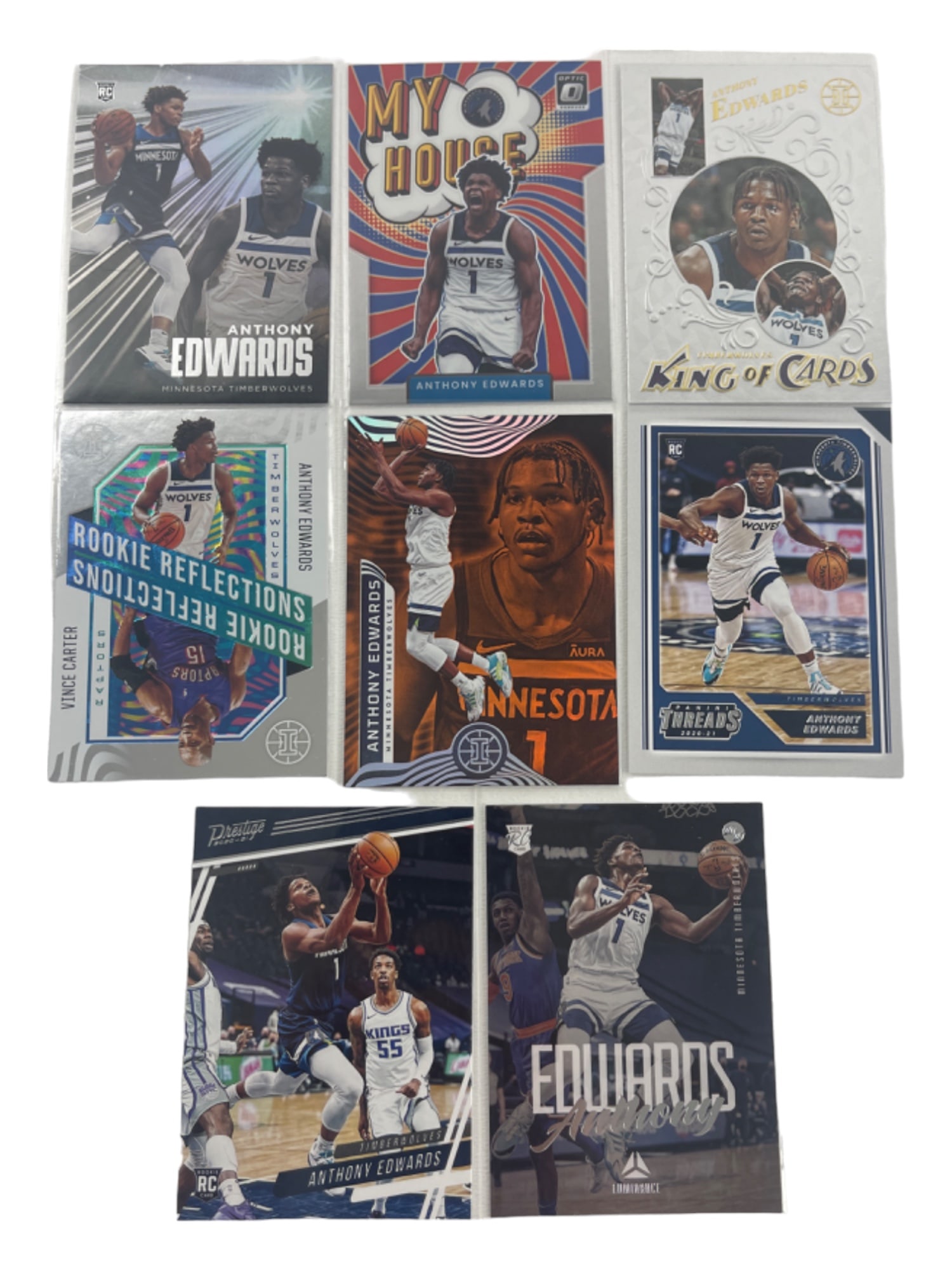 Anthony Edwards RC Rookie Card Trading Card Lot: Anthony Edwards RC Rookie Card Trading Card Lot of 7.