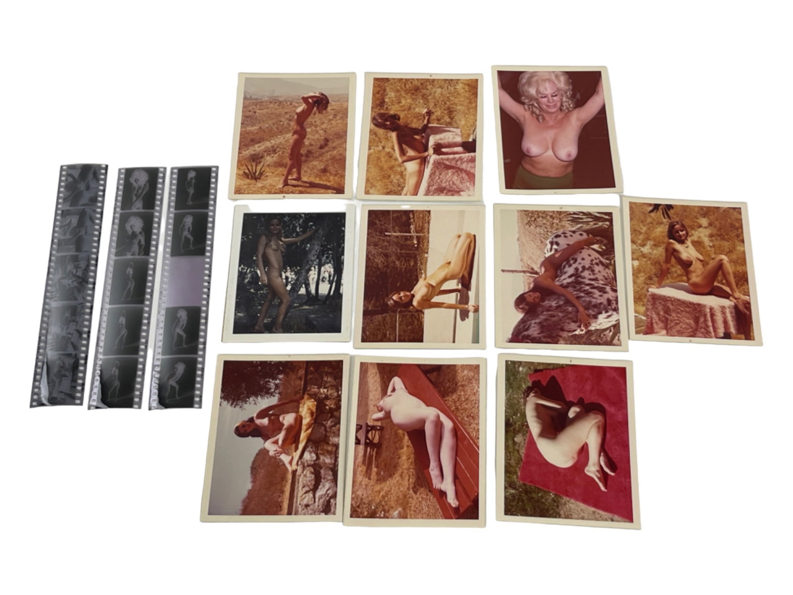 Vintage Pin-Up Nude Female Model Erotic Risque Photograph Collection Lot of 10: Vintage Pin-Up Nude Female Model Photograph Collection Lot of 10. Approximate size of each photo is 5" x 3.5", we believe these photos are from a nudist colony. Some of the images might have been publ