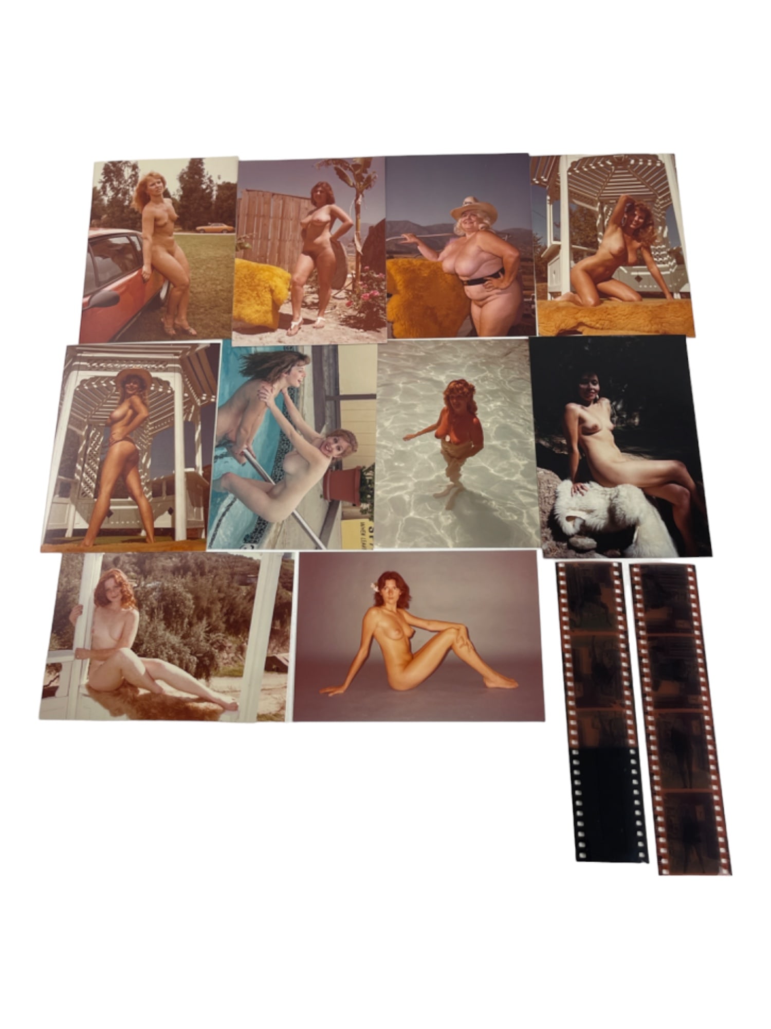 Vintage Pin-Up Nude Female Model Erotic Risque Photograph Collection Lot of 10: Vintage Pin-Up Nude Female Model Photograph Collection Lot of 10. Approximate size of each photo is 5" x 3.5", we believe these photos are from a nudist colony. Some of the images might have been publ