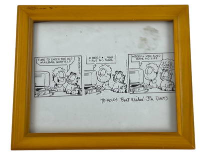 Garfield Comic Art Strip Signed by Jim Davis: Garfield Comic Art Strip Signed by Jim Davis