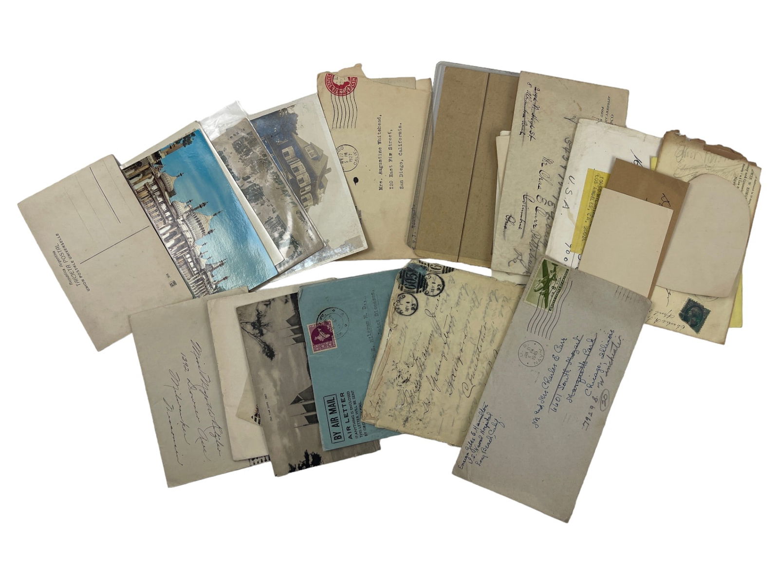 OLD POSTCARD, ENVELOPE STAMPS (1 of 4)