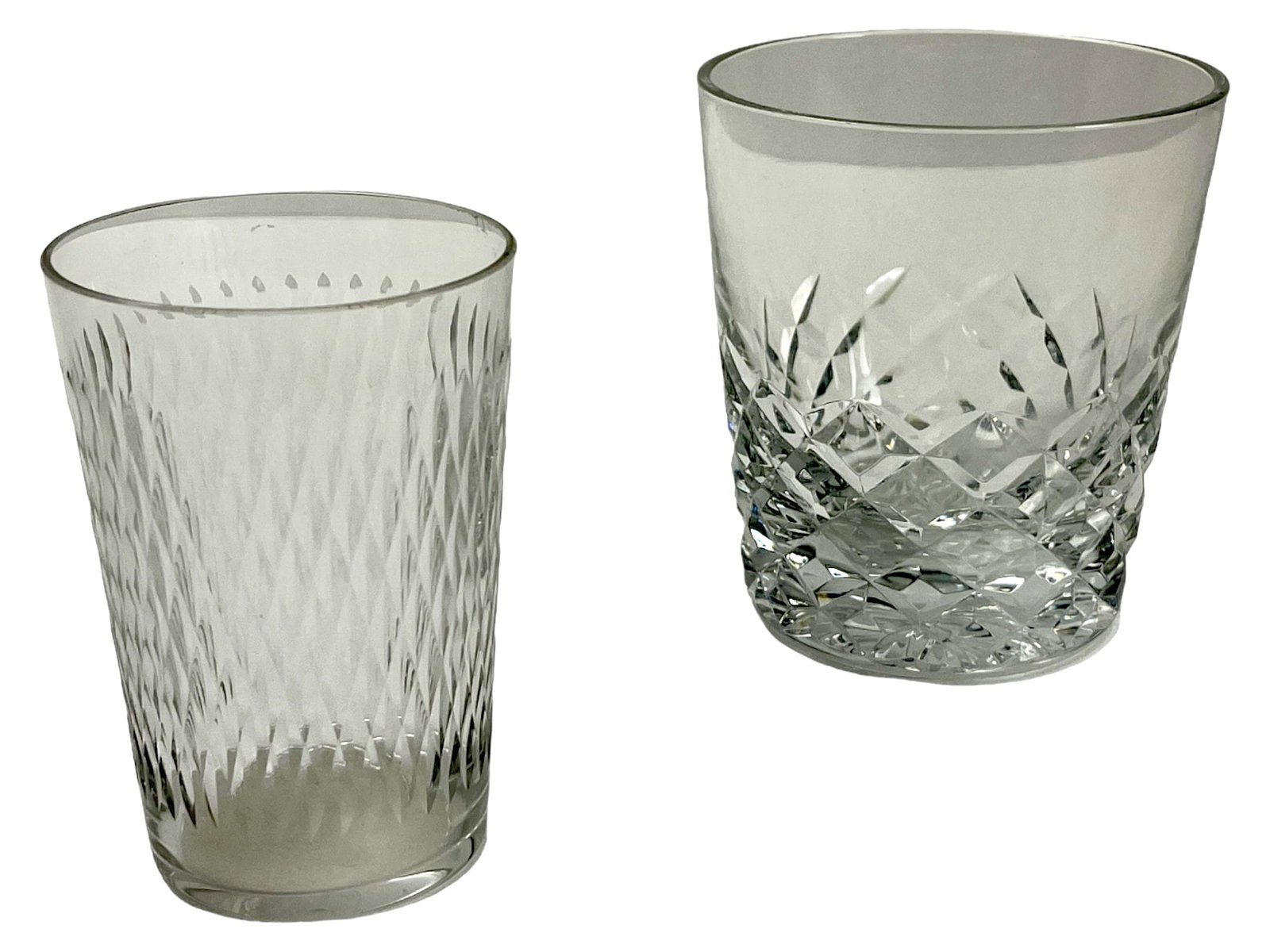 VINTAGE SET OF 24 BACCARAT WISKEY and SHOT GLASSES: VINTAGE SET OF 24 BACCARAT WISKEY and SHOT GLASSES, UNDER GLASS STAMP WISKEY-3.9", SHOT - 3.5"