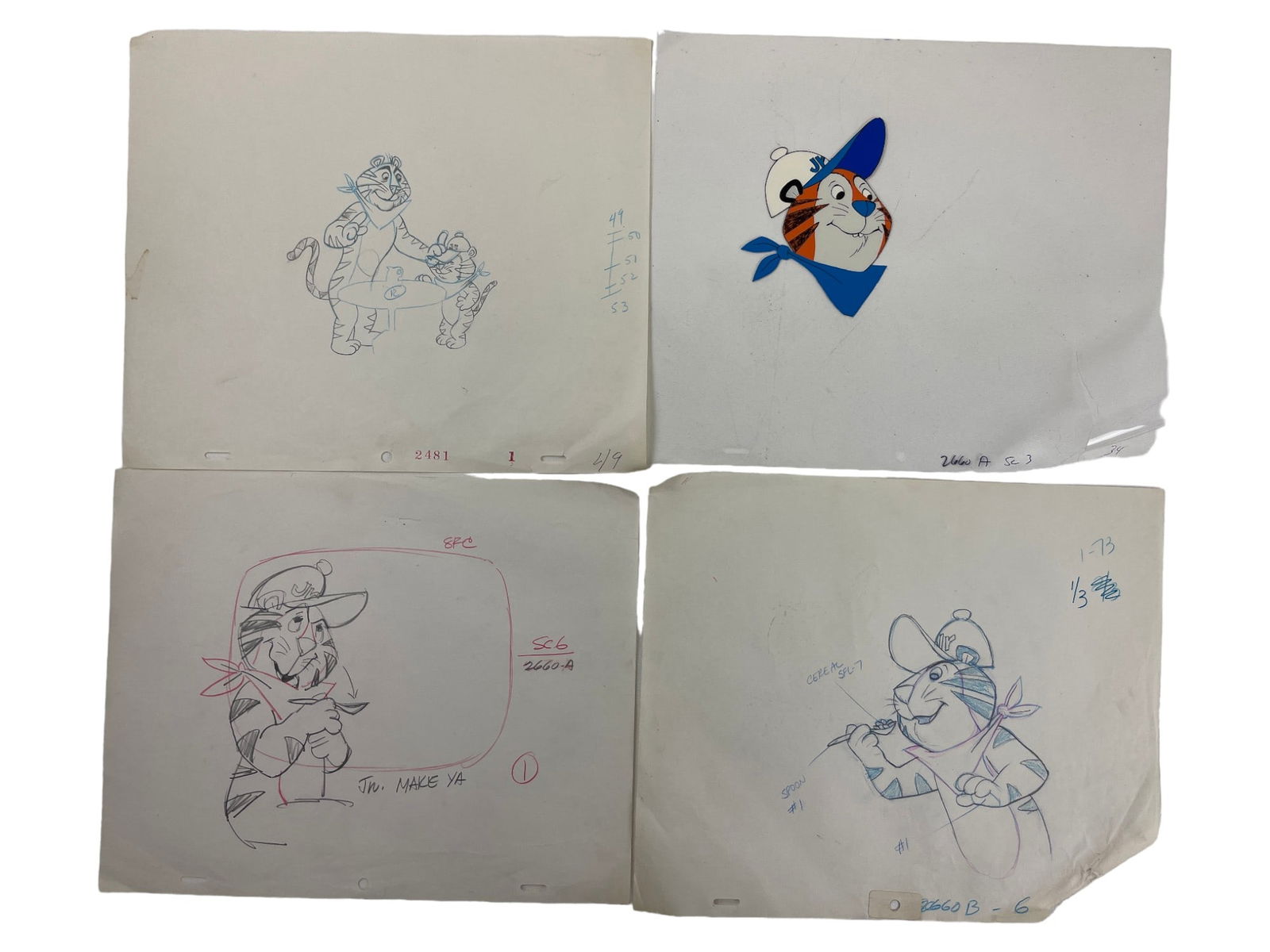 VINTAGE ORIGINAL Tony the Tiger Production ANIMATION HAND DRAWING AND CEL LOT 4 (1 of 5)