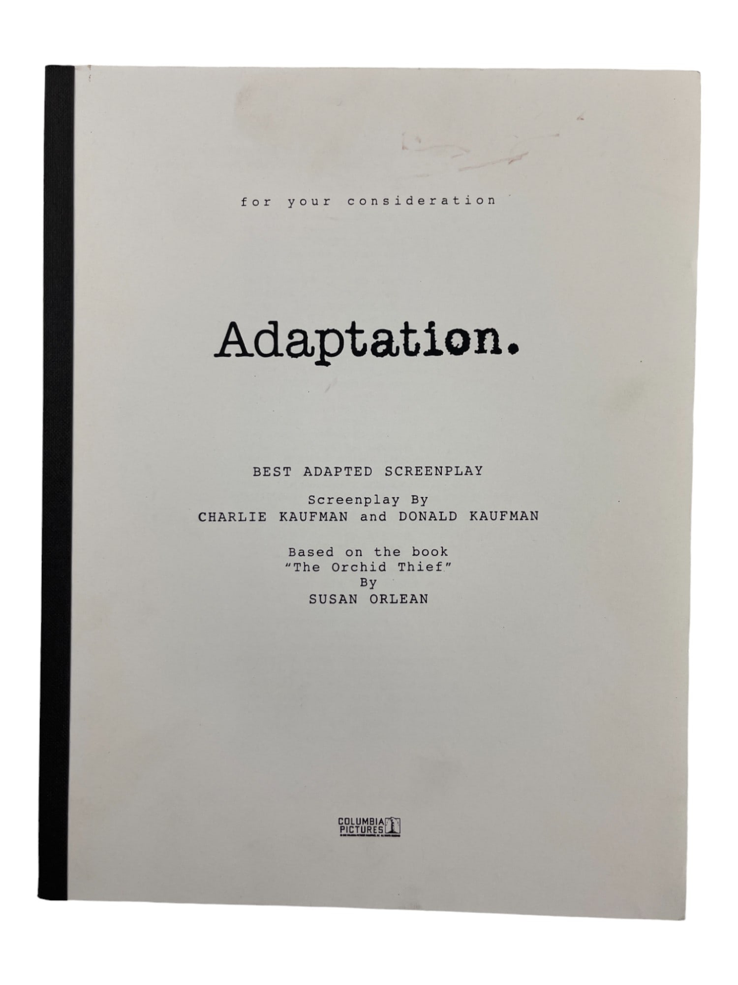 Adaptation. Best Adapted Screenplay Movie Script (1 of 6)