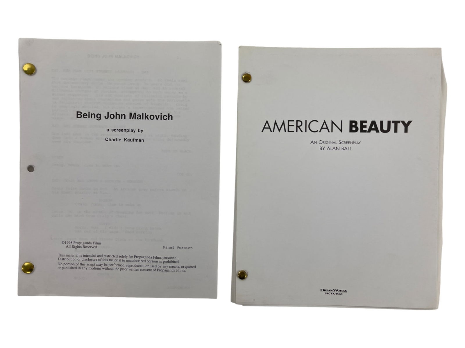 Being John Malkovich & American Beauty Screenplay Movie Scripts (1 of 3)