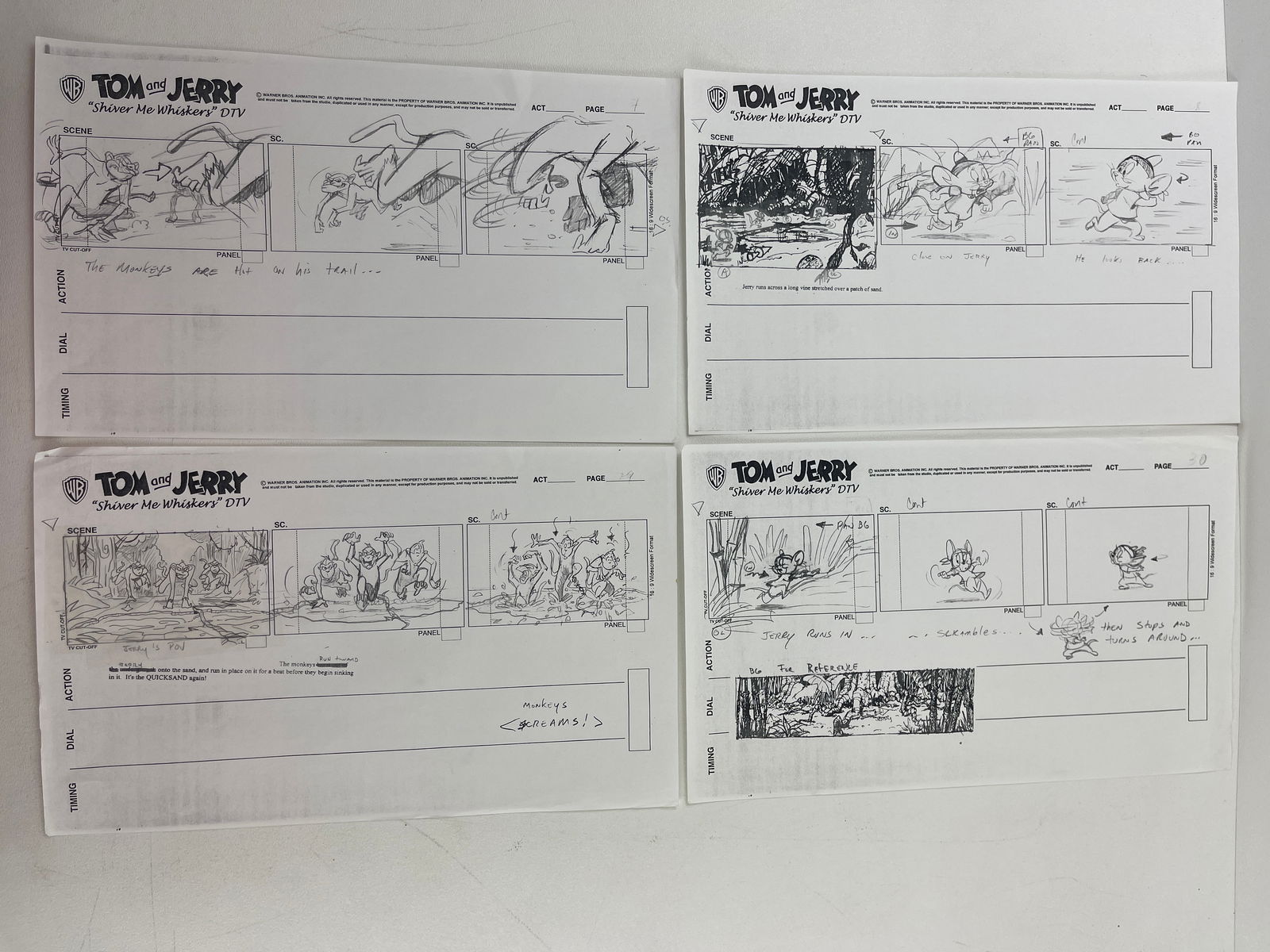 Tom and Jerry Vintage Storyboard Working Copy Warner Brothers Animation Art (1 of 8)