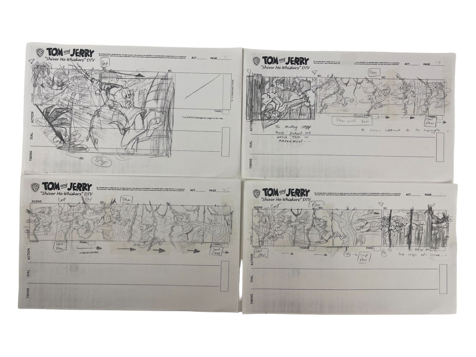 Tom and Jerry Vintage Storyboard Pencil Working Copy Brothers Animation Art (1 of 8)