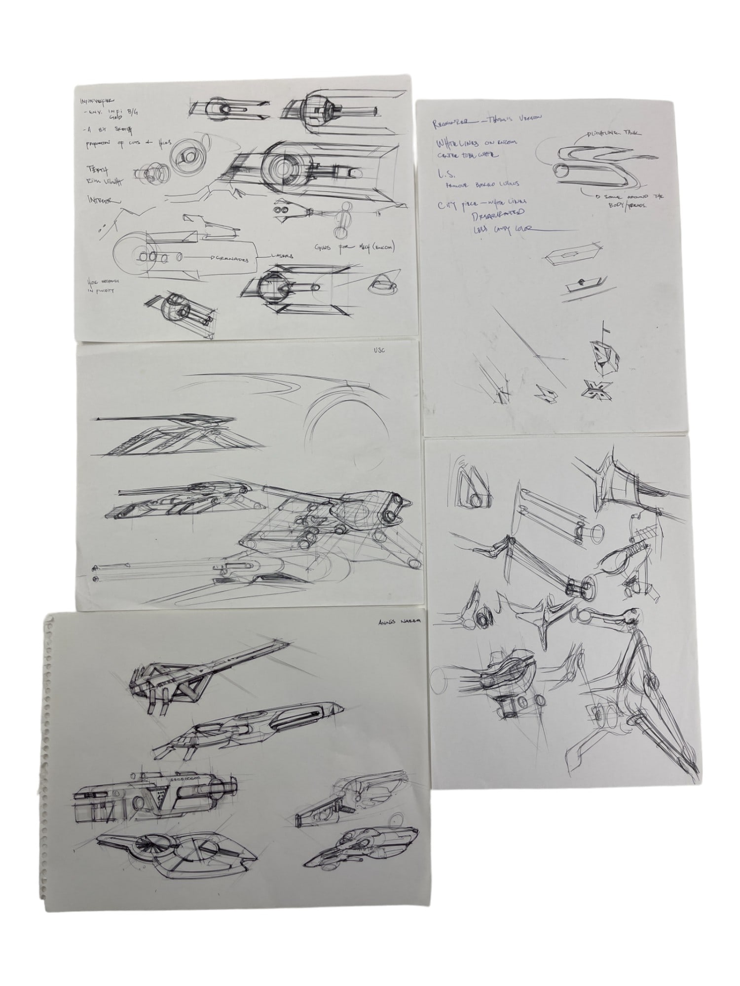 Original Rare Disney's Tron Animation Hand Drawn Sketches Signed (1 of 6)
