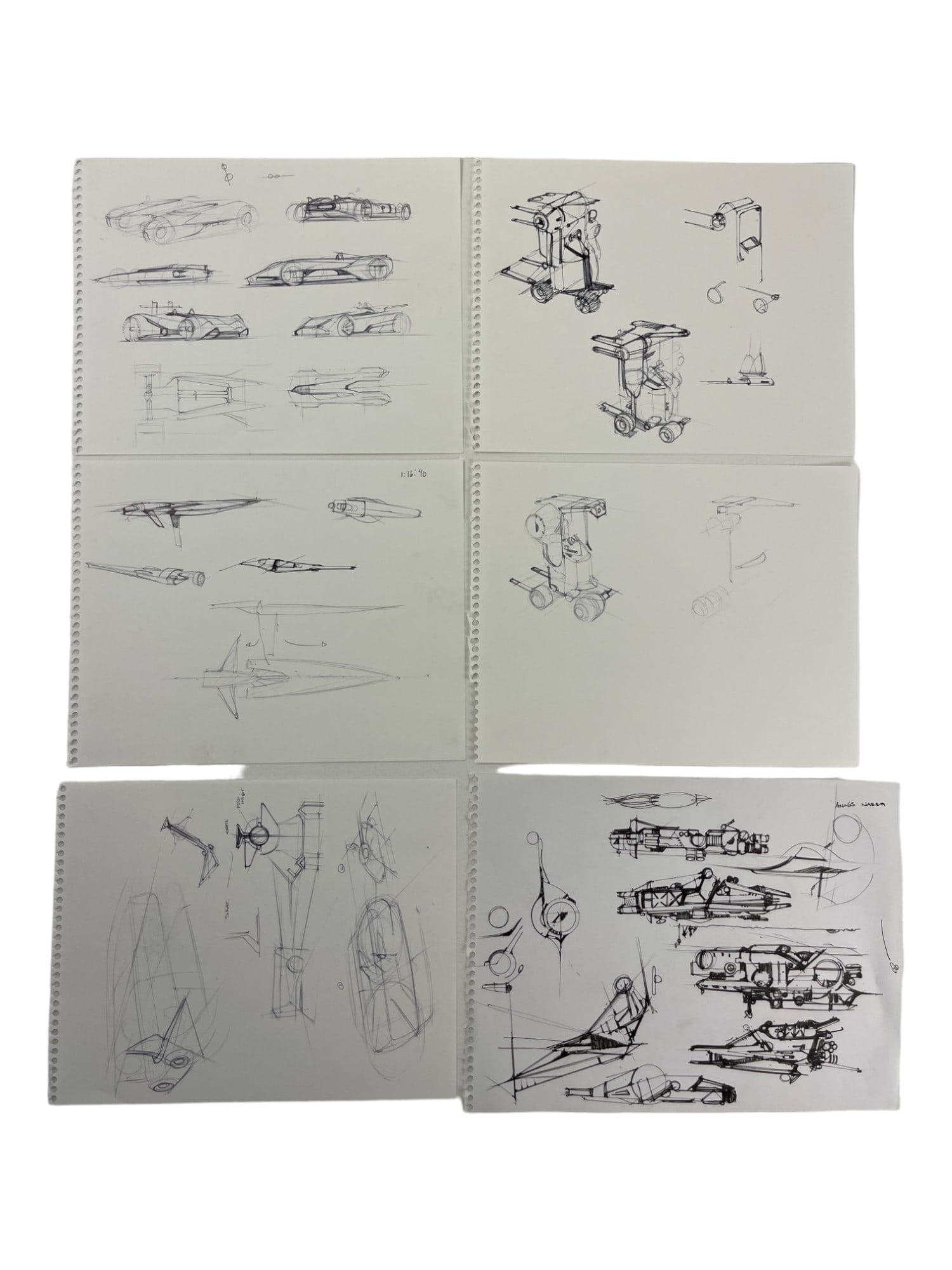 Original Rare Disney's Tron Animation Hand Drawn Sketches Signed (1 of 5)