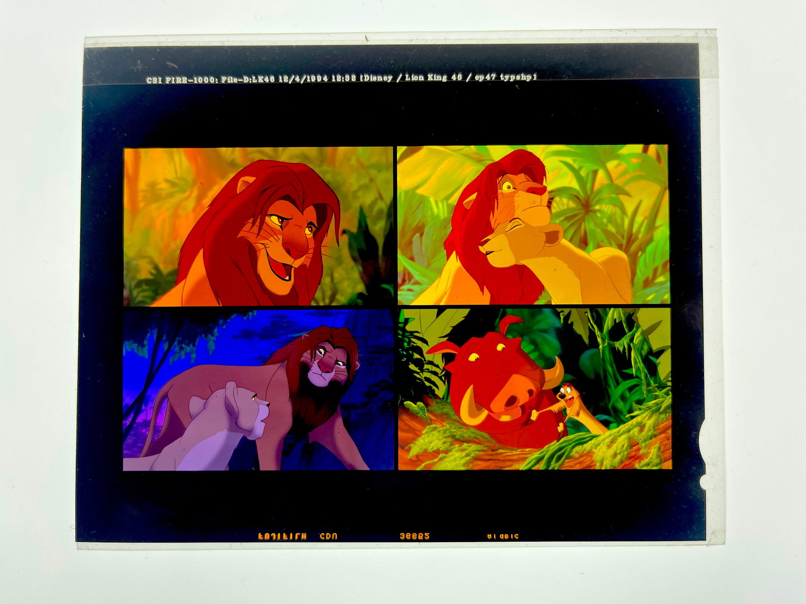 RARE ORIGINAL Disney CEL PROOF PHOTO NEGATIVE The Lion King (1 of 5)