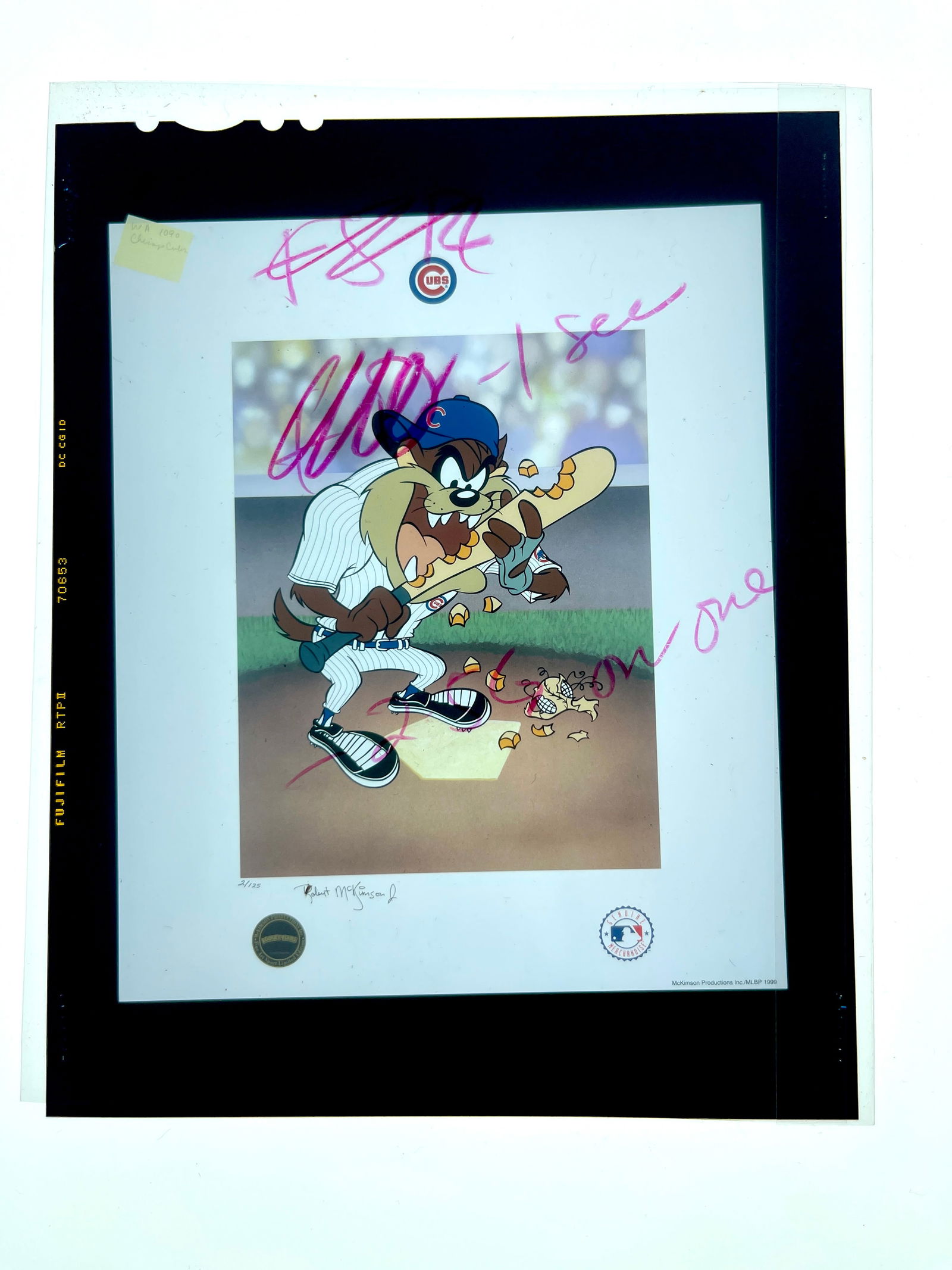 RARE ORIGINAL Warner Bros Animation CEL PROOF PHOTO NEGATIVE TAZ LOONEY TUNES (1 of 5)