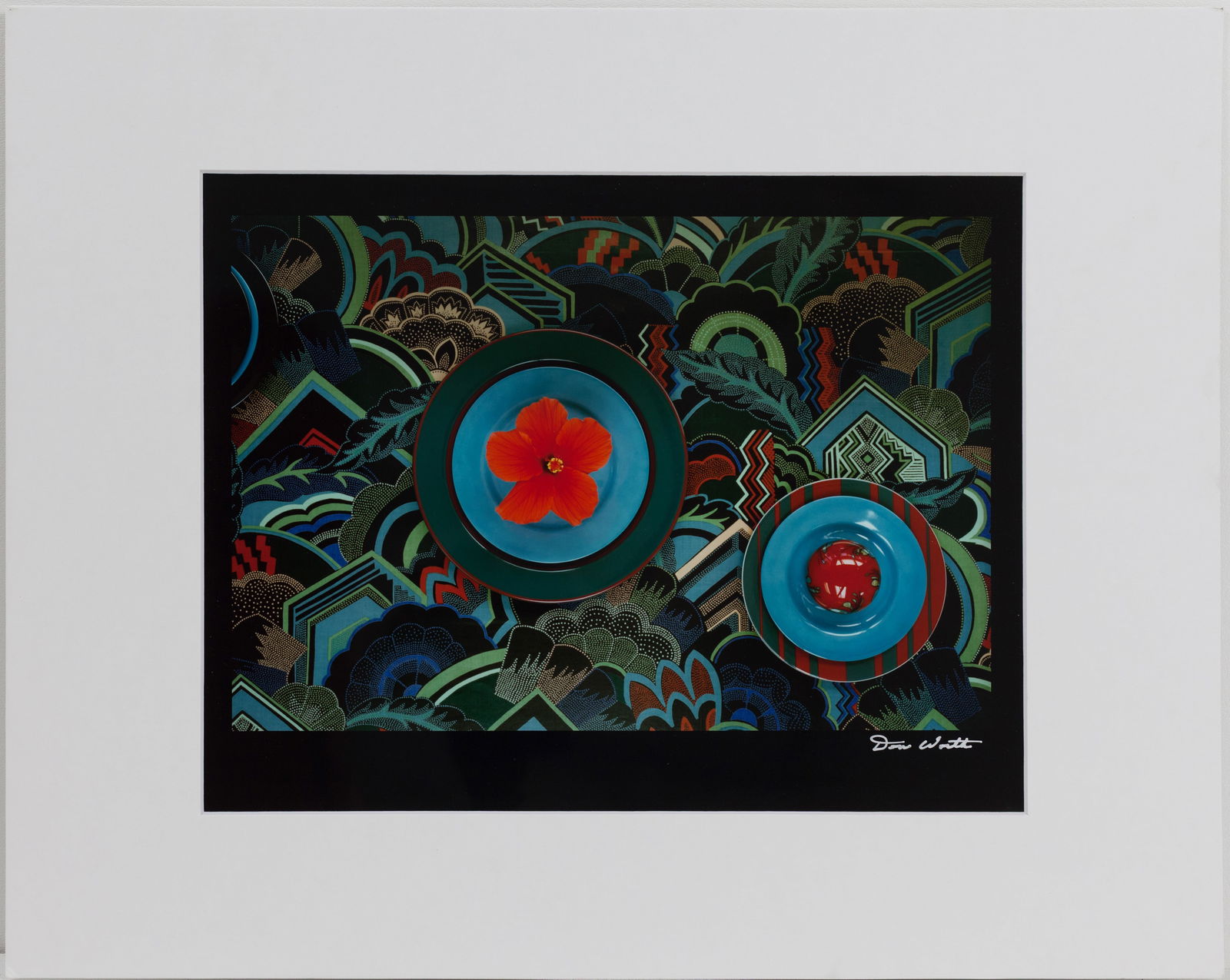 Don Worth - Hibiscus Blossom and Art Deco Background 1985 Cibachrome Print 1992 Signed and Inscribed (1 of 4)