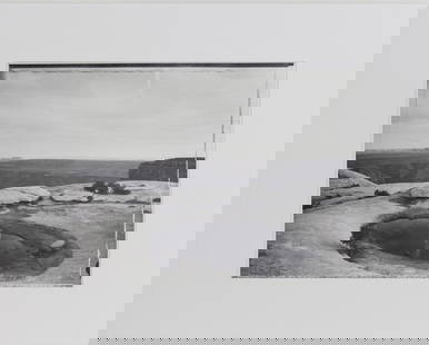 Mark Klett "Small Pool and Contrail" Muley Point Utah 1988 Signed on Front and Reverse: Mark Klett "Small Pool and Contrail" Muley Point Utah 1988 Signed on Front and Reverse
