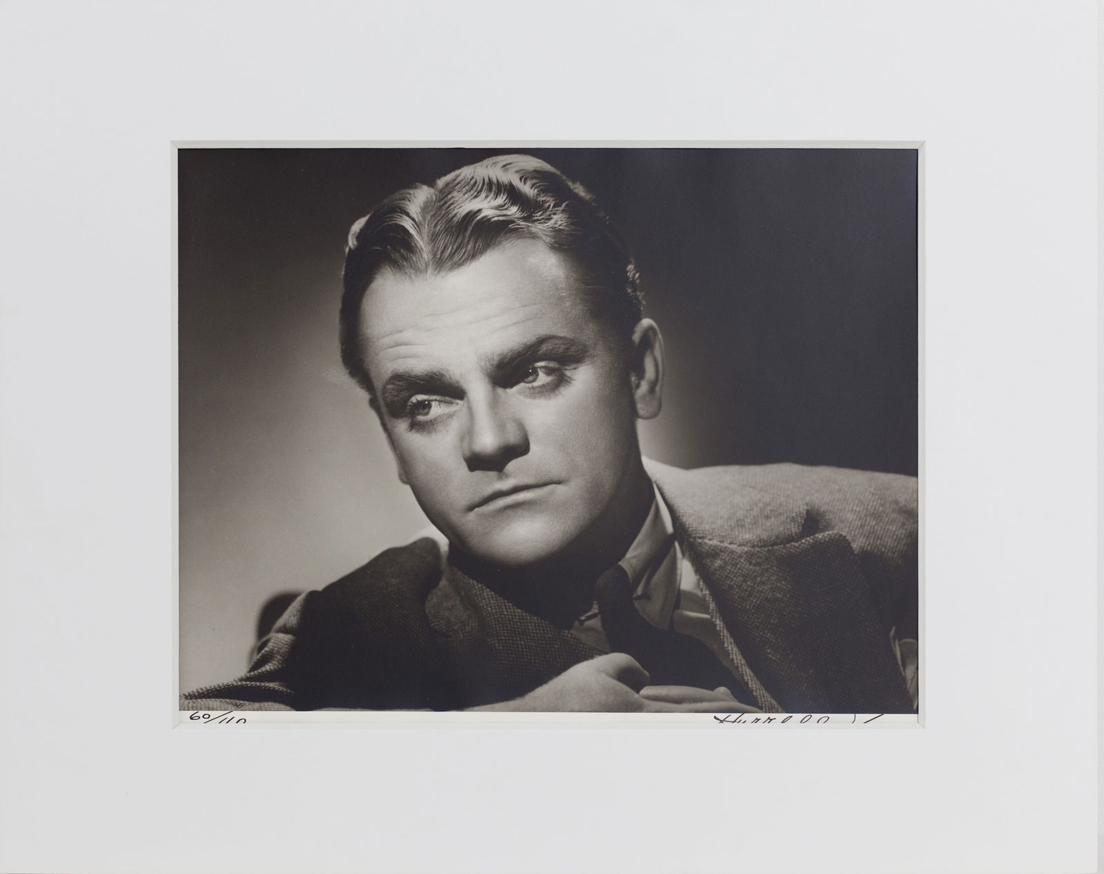 George Hurrell - James Cagney Silver Gelatin Print Signed and Numbered 60/110: George Hurrell - James Cagney Silver Gelatin Print Signed and Numbered 60/110. 14" x 11".