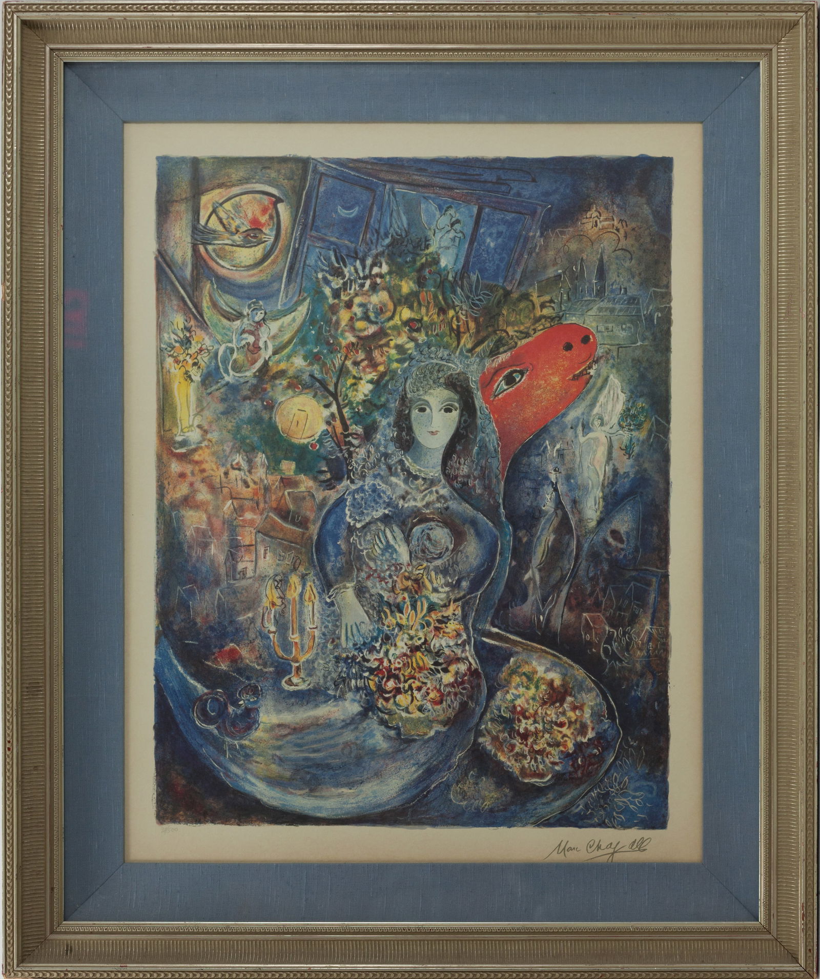 Marc Chagall - La Mariee Aux Fleurs Color Lithograph Signed and Numbered 98/500 (1 of 3)