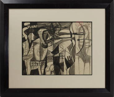 Rico LeBrun Ink Wash Signed and Dated 1952 Painting: Rico LeBrun Ink Wash Signed and Dated 1952 Painting. 39.5" x 33.5".