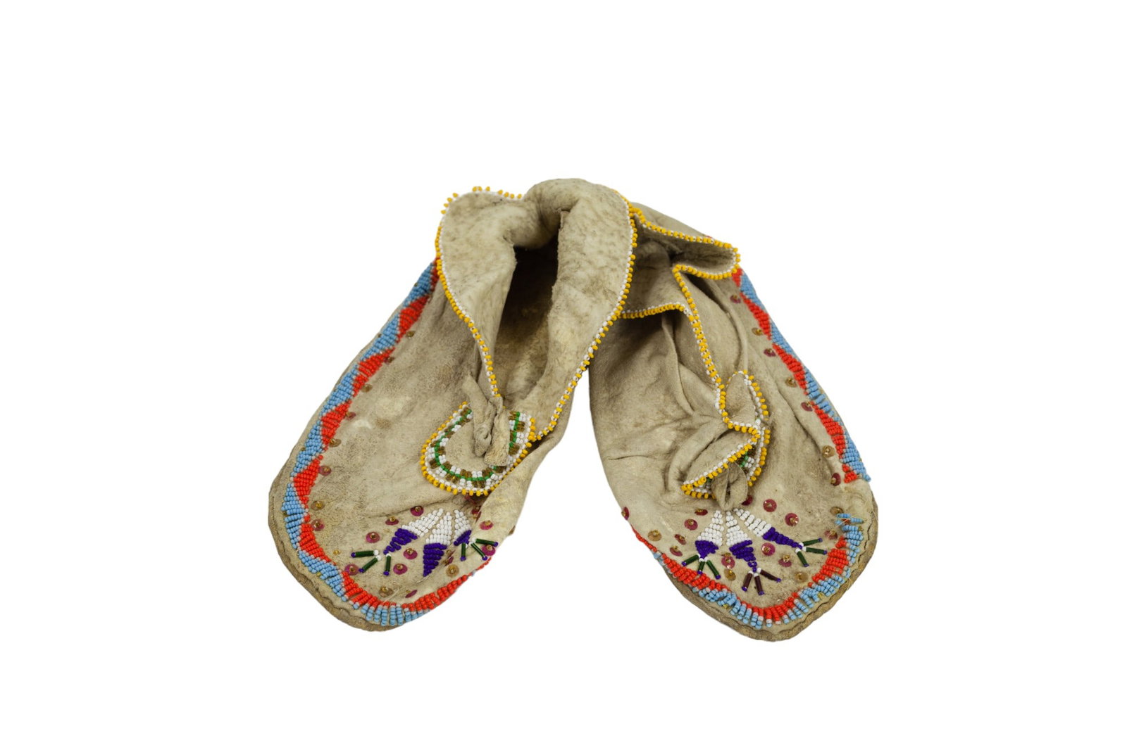 Old Native American Indian Beaded Moccasins Boots (1 of 2)