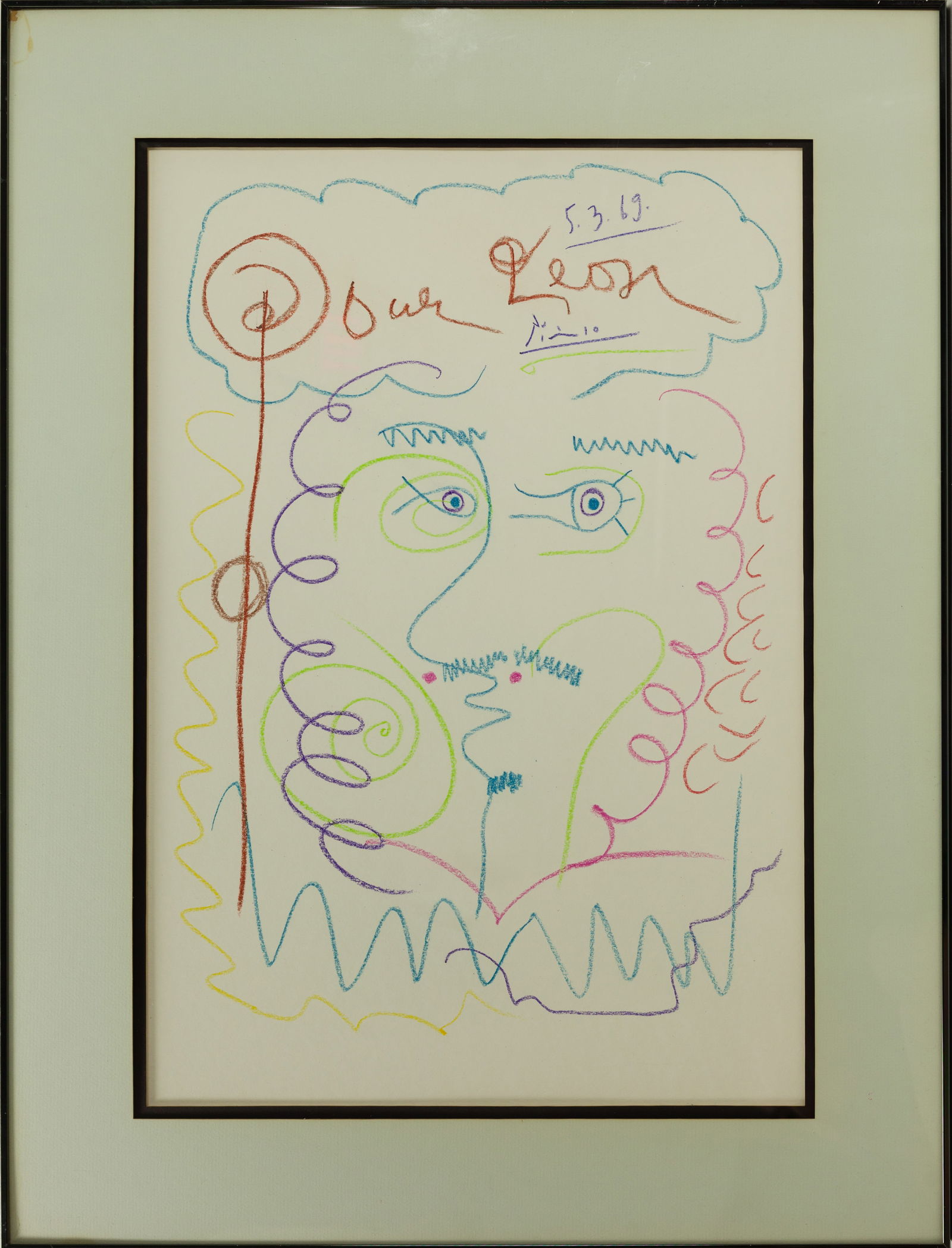 Pablo Picasso - Signed and Dated Ballpoint Pen on Paper Drawing 1969 (1 of 3)
