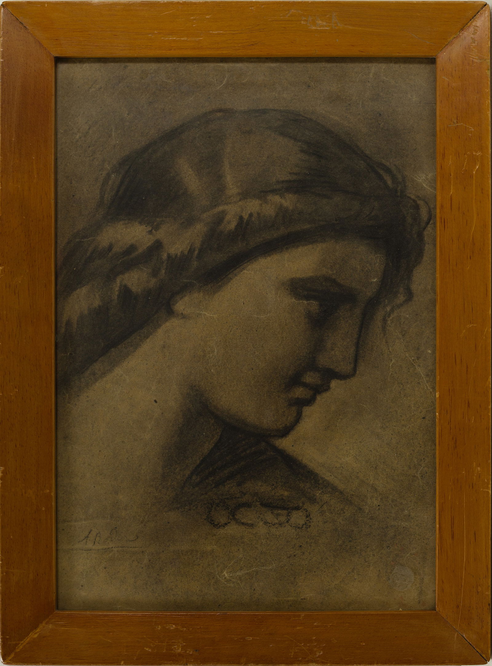 Auguste Rodin - Charcoal Portrait of Woman Signed Lower Left (1 of 4)