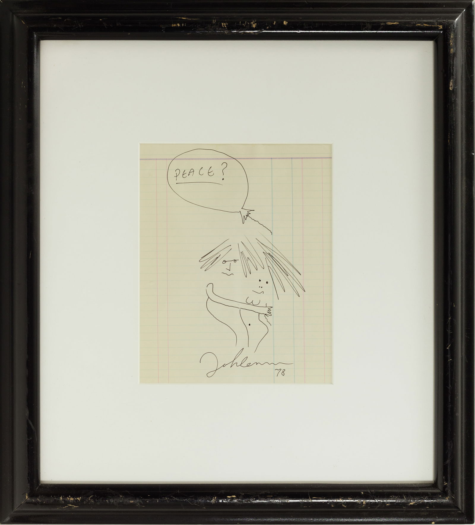 John Lennon - Hand Drawing on Paper 'Peace' Signed (1 of 3)