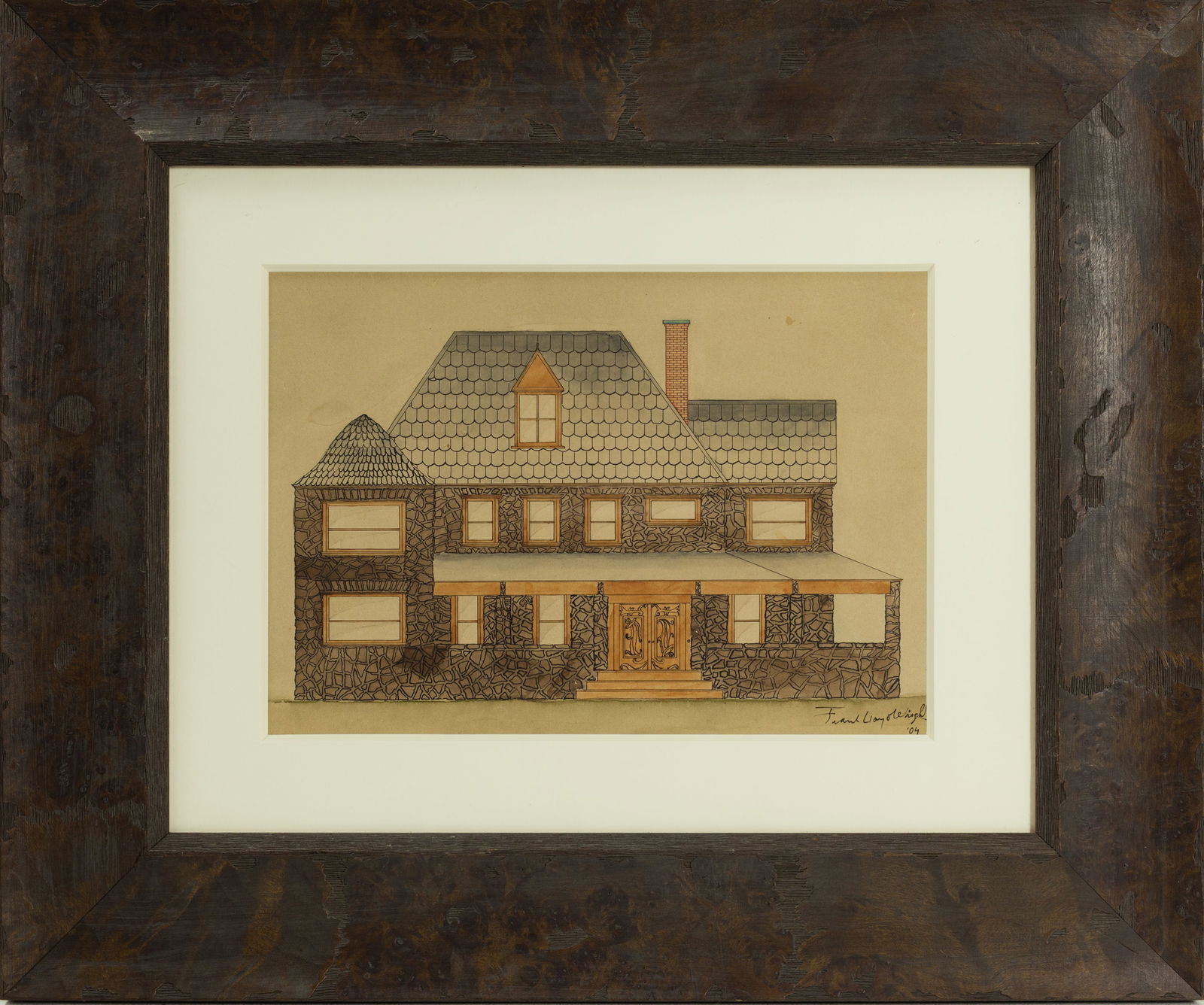 Frank Lloyd Wright Ink Watercolor Drawn on Paper Signed and Dated 1904. (1 of 4)