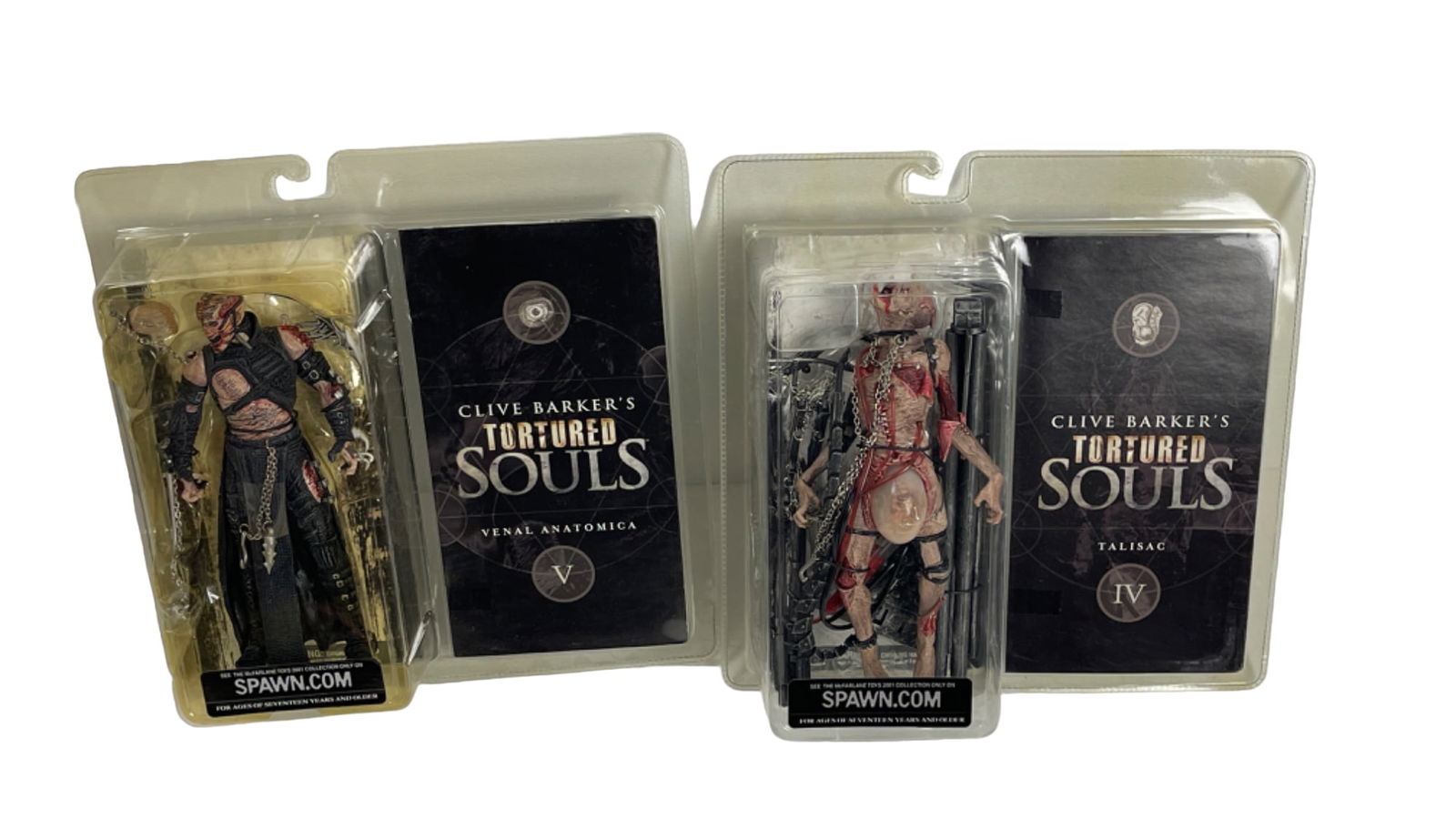 Clive Barker's Tortured Souls Talisac & Venal Anatomica Sealed Action Figures: Clive Barker's Tortured Souls Talisac & Venal Anatomica Sealed Action Figures. Lot of 2.