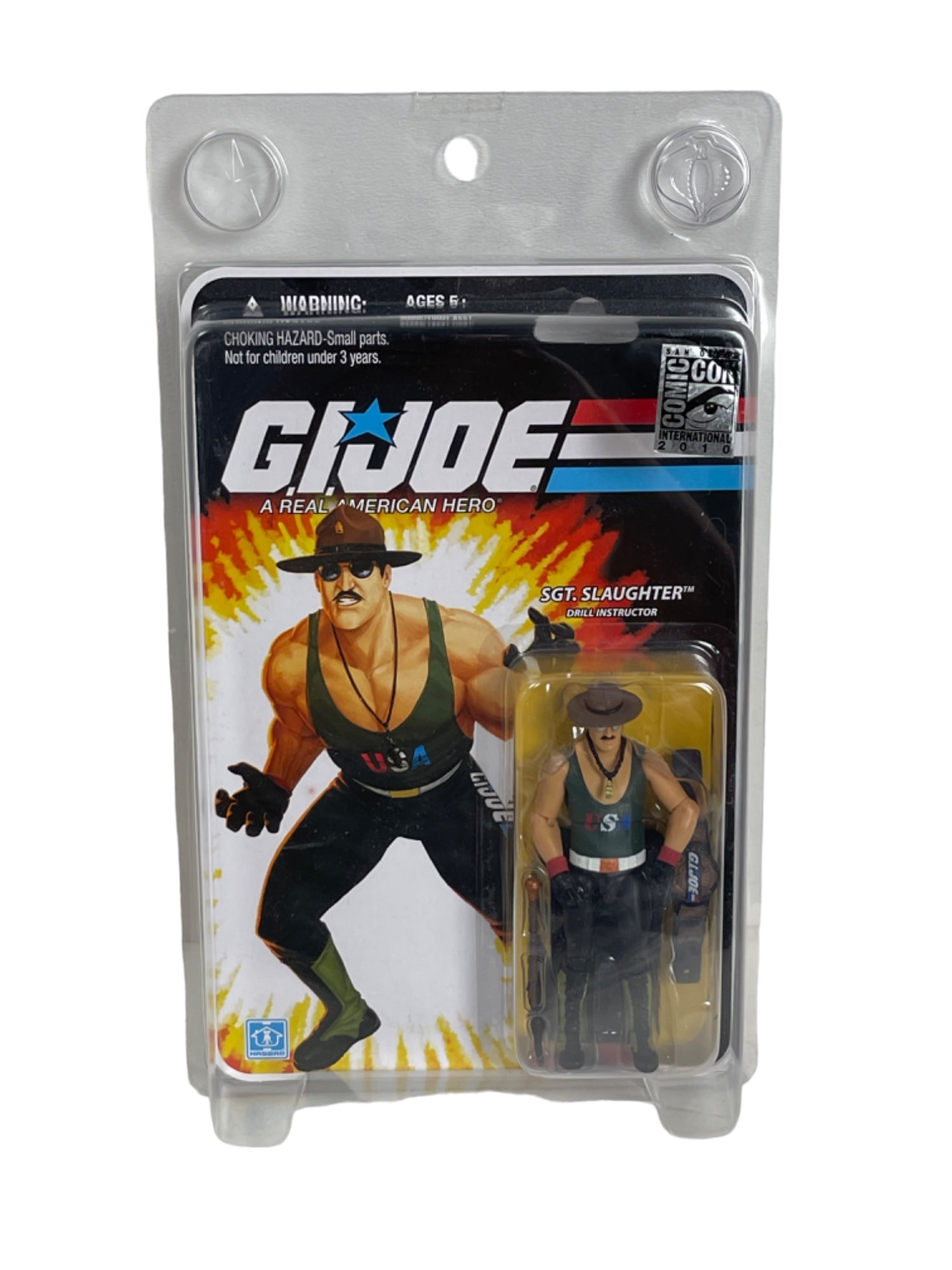 Hasbro Gi Joe 25th 2010 SDCC Sgt. Slaughter USA Version Figure Rare: Hasbro Gi Joe 25th 2010 SDCC Sgt. Slaughter USA Version Figure Rare With Seal Cover