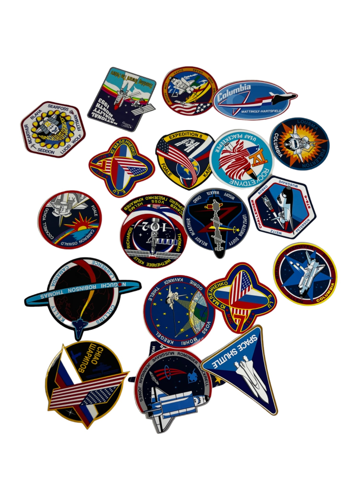 NASA Vintage Apollo, SPACE SHUTTLE Astronaut ORIGINAL  PLAYING Sticker COLLECTION Lot Of 20 (1 of 10)