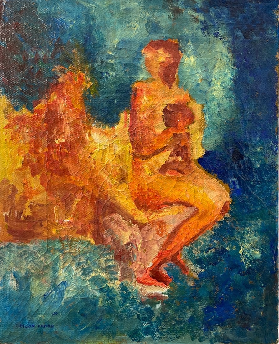 Oil on Canvas Painting Signed (Odilon Redon): Odilon Redon Oil on Canvas Painting Signed Odilon Redon Bottom Left Size: 13" x 16". Provenance: Private Collector.