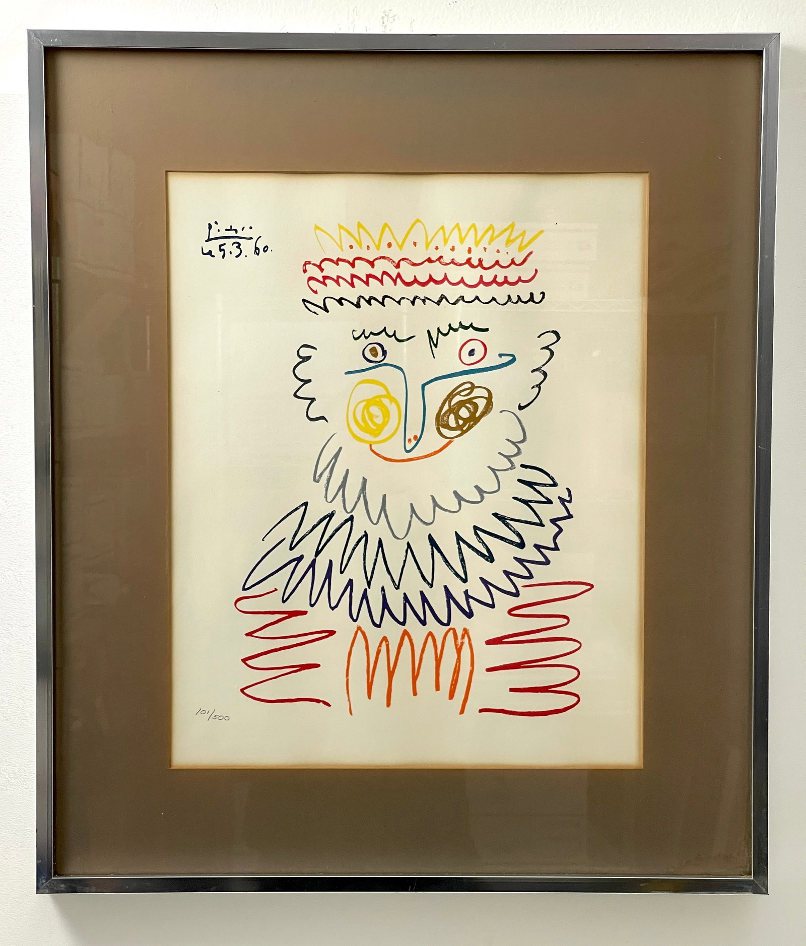 Pablo Picasso - " Roi Joyeux" Serigraph Numbered 101/500: Pablo Picasso - " Roi Joyeux" Serigraph Numbered 101/500. Size: 24.5" x 29".